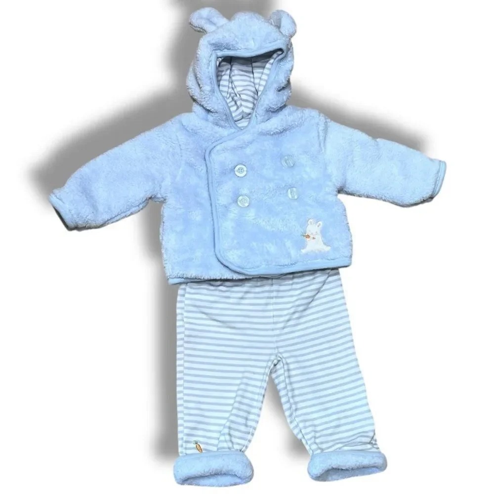 Bunnies by the Bay Retired Blue Cuddle Hooded Jacket with Pants Outfit Set 6-9M